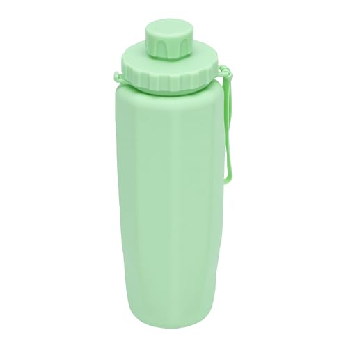 Blaihild Travel Water Bottle Collapsible 600ml Silicone Foldable with Strap for Airplane Cruise Ship Essential, Space Saving Leak Proof for Backpack Daypack Gym Green