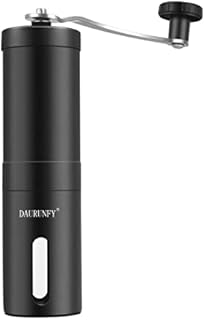 DAURUNFY Manual Coffee Grinder Portable Hand Coffee Bean Mill with Ceramic Adjustable Knob Setting Stainless Steel Coffee Grinder in Kitchen and Hiking (BLACK)