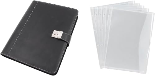 Image of Alassio 31514 Document Folder A4 with 4-Ring Mechanism Imitation Leather Black