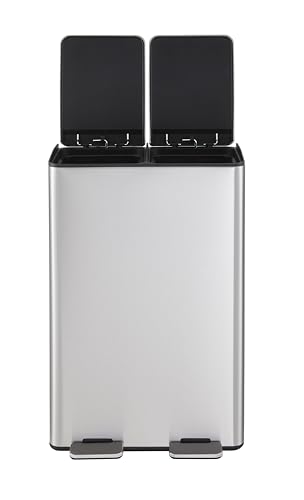 Caneca de basura rectangular con tapa y doble compartimento 15.5 gal miniatura 5
