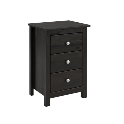 Moblit Mesita de Tres cajones Madera de Pino Macizo Color Wengue Seria Alme Medidas (63 x 43 x 35) cm (AltoxAnchoxFondo)