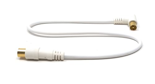 mCore TV Aerial Coaxial Cable, Male to Male, Gold Plated Connectors, Shielded for Digital and Analogue Signals, Compatible with Freeview, Freesat, Sky Box, Sat and BT TV (90 Angled, 0.5m)