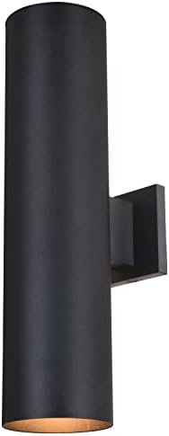 VAXCEL Chiasso Modern Outdoor Porch Light, 5" W x 20" H 2-Light Black Cylinder Wall Sconce, Up and Down Wall Light for Porch, Patio, Deck, or Front Door