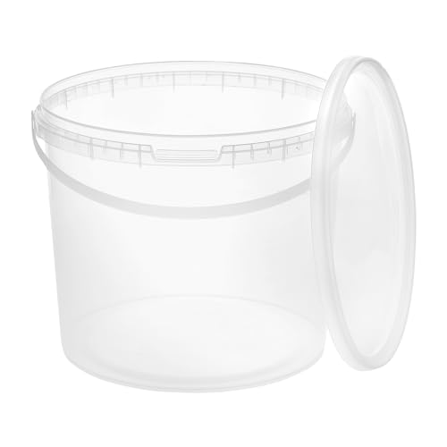 BenBow Cubo con Tapa 3l Transparente 1x 3 litros - Seguro para los Alimentos, Estable, hermético, a Prueba de Fugas, Inodoro - Cubo de plástico con asa - vacío