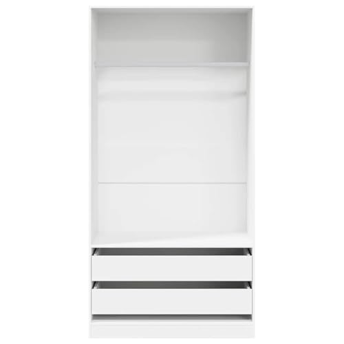 Armario blanco de madera de 100x50x200 cm con 2 cajones para ropa 5