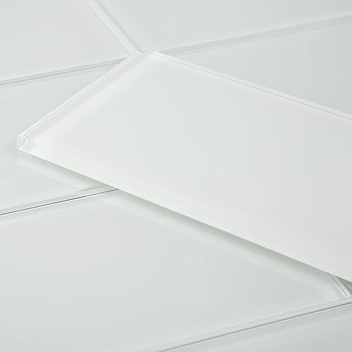 Adedeo Glass Subway Tile 4 x 12 Inch White Glossy for Kitchen Backsplash Bathroom Wall Pack of 12 Sheets by Adedeo - Image 6