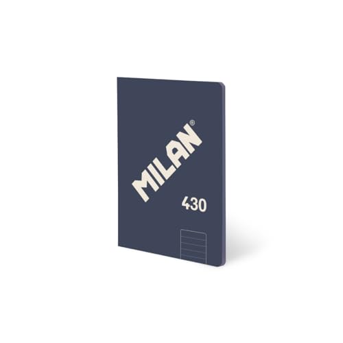 MILAN® Libreta A5 encolada, papel a líneas, 48 hojas de 95 gr/m², colección 430 since 1918, azul ⭐