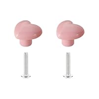 FSSTUD 2 Pcs Heart Shaped Cabinet Knobs Ceramic Dresser Knobs Drawer Pull Knobs Small Vanity Knobs Kids Closet Door Knobs Cute Cabinet Pull Handles with 2 Pcs Screws