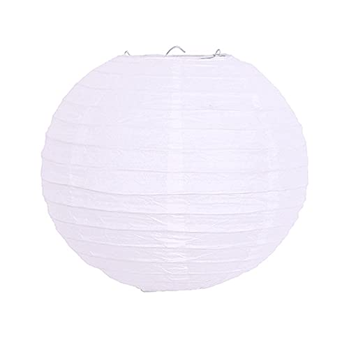 Lanterne chinoise ronde multicolore en papier pour fête de mariage, décoration d'intérieur, boule de lampe en papier (blanc, 40 cm)