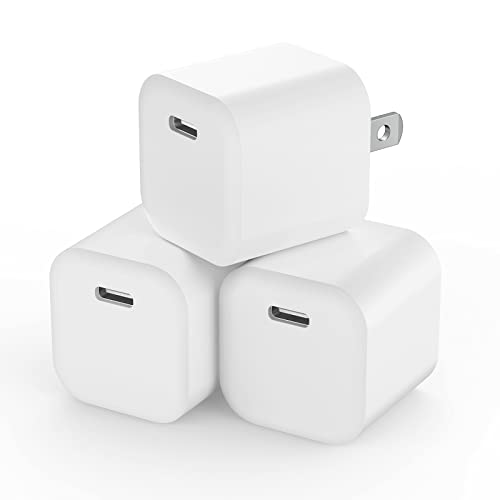 USB C Charger Block, Besgoods Phone Charger Power Adapter C Type Fast Charging Cube Wall Plug Compatible with iPhone 15 Pro Max 14 13 12 11 SE XR XS X 8 7 Plus Pad-White,3Pack