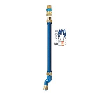 Dormont 16100BPQSR72 1" Blue Hose Moveable Gas Connector Hose 72" Long with Blue PVC, 1 SnapFast QD, 1 Swivel MAX, & Coiled Restraining Cable