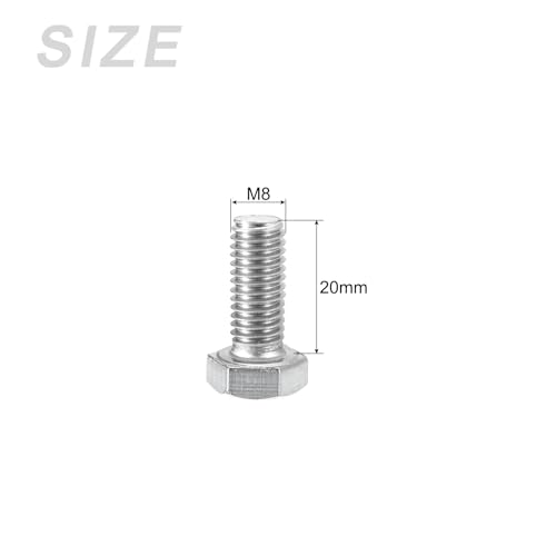 Image of METALLIXITY Hex Head Screws Bolts, Nuts, Flat & Lock Washers Kits (M8-1.25x20mm) 10 Set, Stainless Steel Fully Threaded Machine Screws Bolt Set - for Home Appliance Equipment