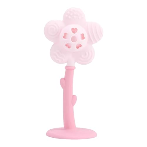 macoam Lily The Flower Baby Rattle Toy | 2-in-1 Silicone Rattle & Teether | Infant Sensory Toy for 0-6 Months | BPA-Free & Safe (Pink)