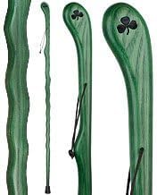 Royal RC Canes Shamrock Engraved Green Ash Walking Cane with Leather Wrist Strap, Walking Stick for Hiking, Walking Cane for Men and Women