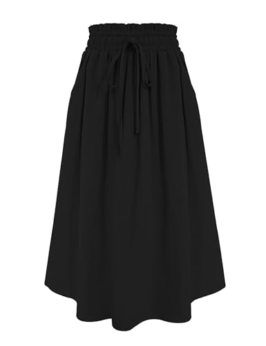 Image of Girls Maxi Skirt A-Line Uniform Skirts School Daily Skirt with Pockets, 4-13 Years