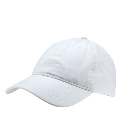 The Vintage Year Plain Washed Dyed Cotton Twill Low Profile Adjustable Baseball Cap (White)
