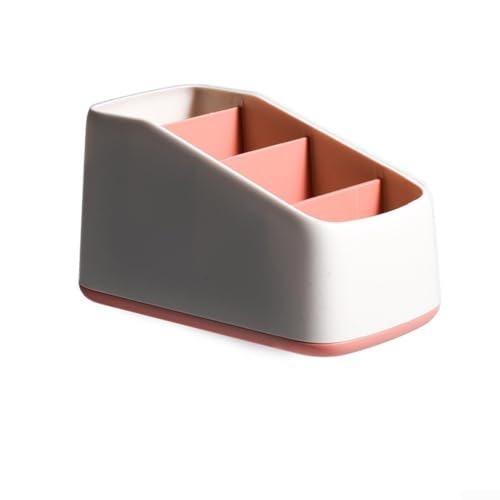 Emiif Caja organizadora de escritorio para control remoto de TV, 4 rejillas, color rojo