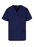 Natural Uniforms Standard Unisex 3 Pocket Scrub Top (Large, True Navy Blue)