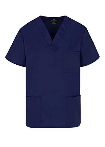 Natural Uniforms Standard Unisex 3 Pocket Scrub Top (Large, True Navy Blue)
