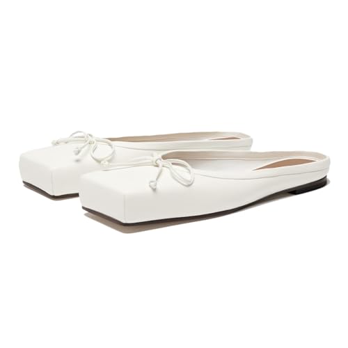 SHODENSE Women Square Toe Bow Mule Flats Slip On Dress Mules Matte Comfortable Flat Heel Ballet Shoes Backless Bow Mule Shoes Snakeskin Animal Print Chic Fashion Fall 4-11 M US