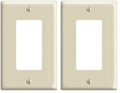 Image of Leviton 80601-T 1-Gang Decora /GFCI Device Wallplate, Midway Size, Thermoset, Device Mount, Light Almond (Pack of 2)