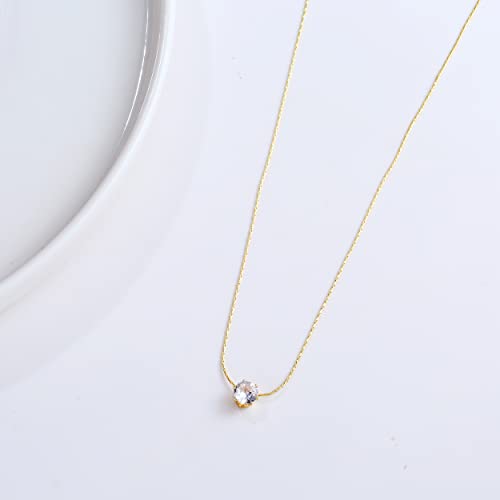 Mideeo Gold Cz Diamond Necklace For Women Dainty Cubic Zirconia Solitaire Pendant Necklace Gold Plated Cz Simulated Diamond Necklaces Delicate Minimalist Jewelry Gifts thumb #7