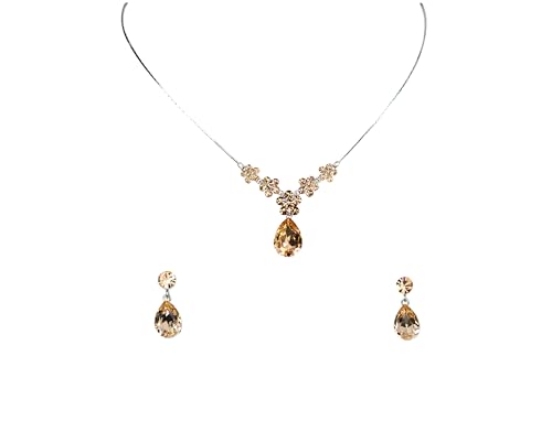 Image of Faship Gorgeous Rhinestone Crystal Floral Necklace Earrings Set