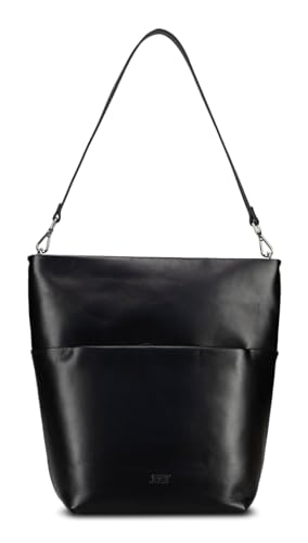 JOST sac à épaule bandoulière Arva en cuir noir : grand cabas fourre-tout pour femme et homme