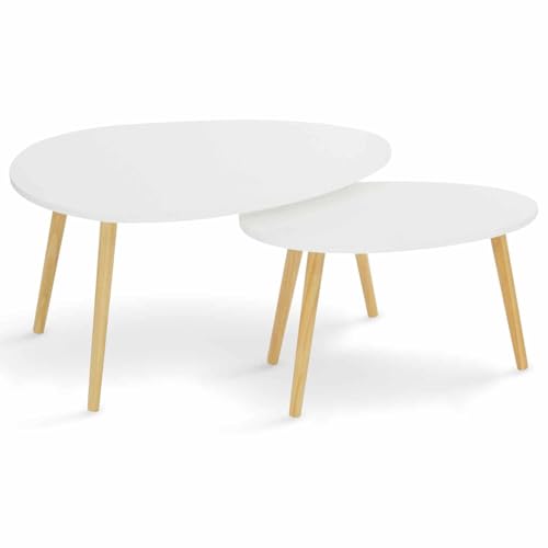IDMarket - Lot de 2 Tables Basses gigognes Gaia laquées Blanc scandinave – Image 4