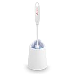 Vileda Deluxe Toilet Brush and Holder | Cleaner Brush with Ergonomic Handle | Easily Clean Under the Rim | Angled Bristles Reach Tough Spots