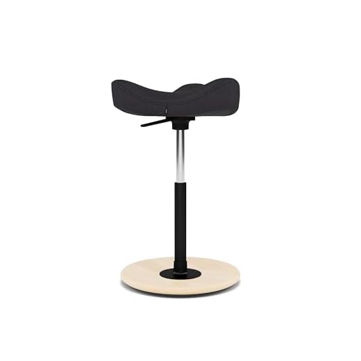 Varier Move Natur/Schwarz Ergonomischer Stehhocker Höhenverstellbarer Aktiv-Sitz für Steh- und Schreibtisch mit Holzfuß und Formschaumsitz – 10 Jahre Qualitätsgarantie