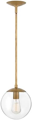Hinkley Warby 3747HB Small Globe Pendant Light, Customize Stem Length, for Even or Sloped Ceilings, Heritage Brass and Clear Glass