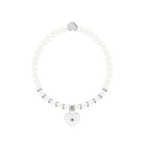 Image of Life Charms Something Blue Freshwater Pearls Elastic Charm Bracelet for Bride - Bridal Wedding Gift in Elegant Flower Box