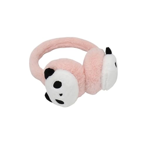 Cache-oreilles peluche enfants panda rose chaud pour hiver et ski