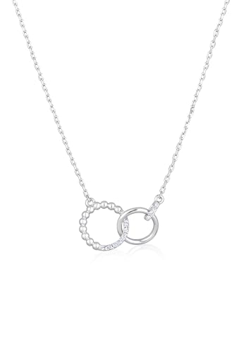 Collier anneaux entrelacés couleur argent brillanté de cristaux