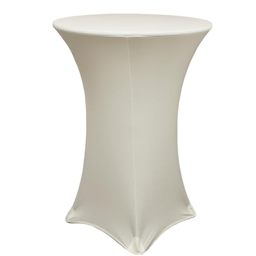 YOUR CHAIR COVERS - 30" D x 42" H Highboy Cocktail Round Stretch Spandex Table Cover - Ivory, Fitted Elastic Tablecloth for Round Tables, Outdoor Party DJ Tradeshow Banquet Vendor Wedding