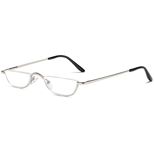 KOOSUFA Half Moon Reading Glasses Metal Spring Hinge Women Men Half Frame Readers Eyeglasses Eyewear Silver 2.75