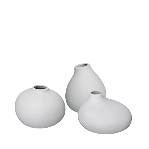 blomus Nona Set of 3 Mini Vases Porcelain Micro Chip (Light Grey)