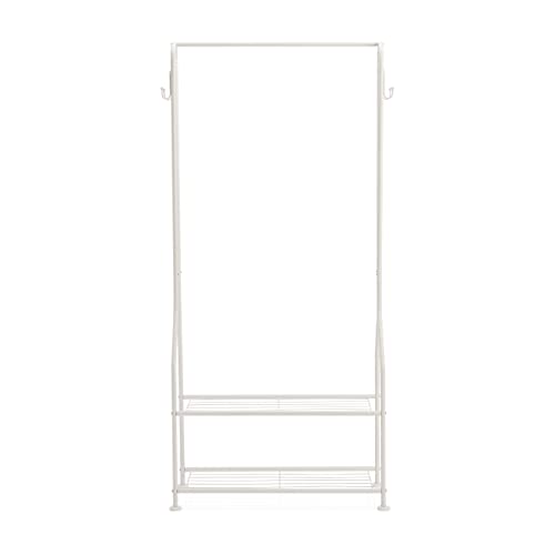 Amazon Basics Wardrobe with Two Bottom Shelves, White, 75 x 36.5 x 150 cm (L x W x H)