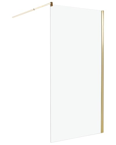 Mampara de ducha de vidrio templado sin puerta dorado 100 x 190 cm Ahaus