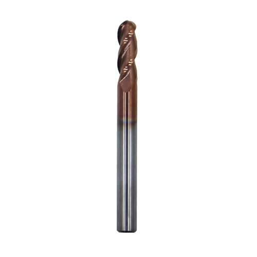 Image of 1 /4in Ball Nose Solid Carbide End Mill for Aluminum,37 Degree Helix,3 Flute,ZRN Coated Bits Tool for Aluminum and Other Non-Ferrous Materials