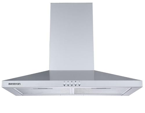 INFINITON Camapana Extractora Piramidal CMPP-A65PI, 400 m3/h, 60 cm de Ancho, Contro Mecanico, 3 Niveles de Potencia, B, Luz Led Incorporada, Filtro de Aluminio Incluido, Inox