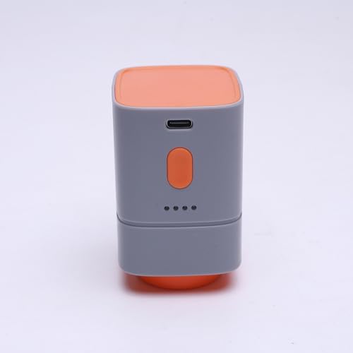 Kabellose tragbare Vakuumpumpe für Vakuumbeutel – 4500 PA Saugkraft, 25W, 1800mAh Akku, USB-C Ladung, kompakt & leistungsstark (grau/orange) – Ideal für Reise und Aufbewahrung