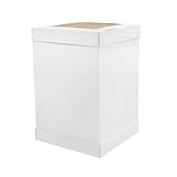 KAPAK Tortenkarton Weiß mit Sichtfenster höhenverstellbar 30x30x45 cm - Extra hohe Tortenbox variabel anpassbar - Stabile Tortentransportbox aus Wellpappe - Kuchen Transportbox