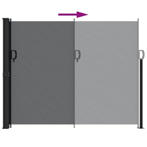 Store latéral extensible noir 160x300cm en polyester pour extérieur - 5