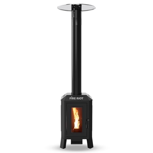 Outdoor Patio Heaters, Wood Pellet Outdoor Patio Heater with Glass Window, Pellet Heaters for Outdoor Use, Home, Gardens & Commercial