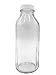 The Dairy Shoppe 1 Ltr. Glass Milk Bottle with Cap. 4 Pack Square Style 33.8 Oz