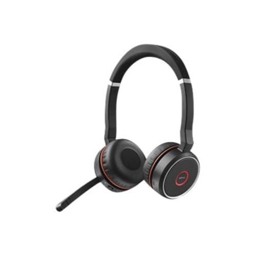 Jabra Evolve 75 UC Stereo zestaw słuchawkowy, bezprzewodowy i nauszny, z technologią zintegrowanej komunikacji (UC), długotrwałą baterią i stacją ładującą - adapter Bluetooth USB - czarny
