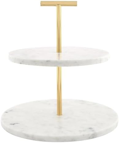 Santa Barbara Design Studio 2-Tiered Marble Tray with Gold Metal ...