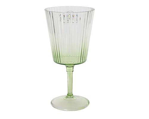 Decoris Copa de vino de plástico de 18 cm, con ranuras, para primavera y verano, color verde transparente